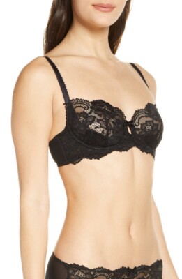 New! $70 Dita Von Teese Cora Lace Balconette Underwire Bra Black Sz 32B