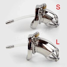 Stainless Steel Male Chastity Belt Cage Device Urethra Sounds Lock Peni Ring Men