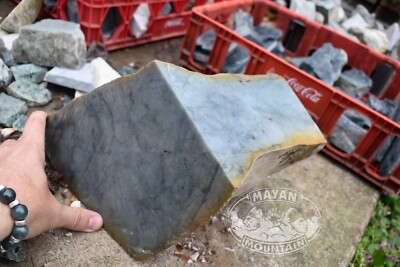 HUGE 32 LB  OF OUR 600 lb BOULDER! BLUE GREY GUATEMALAN JADEITE JADE w/ ORANGE