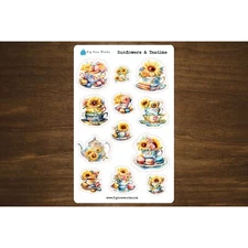 Sunflowers and Teatime Sticker Sheet | Decoration Stickers for Planners