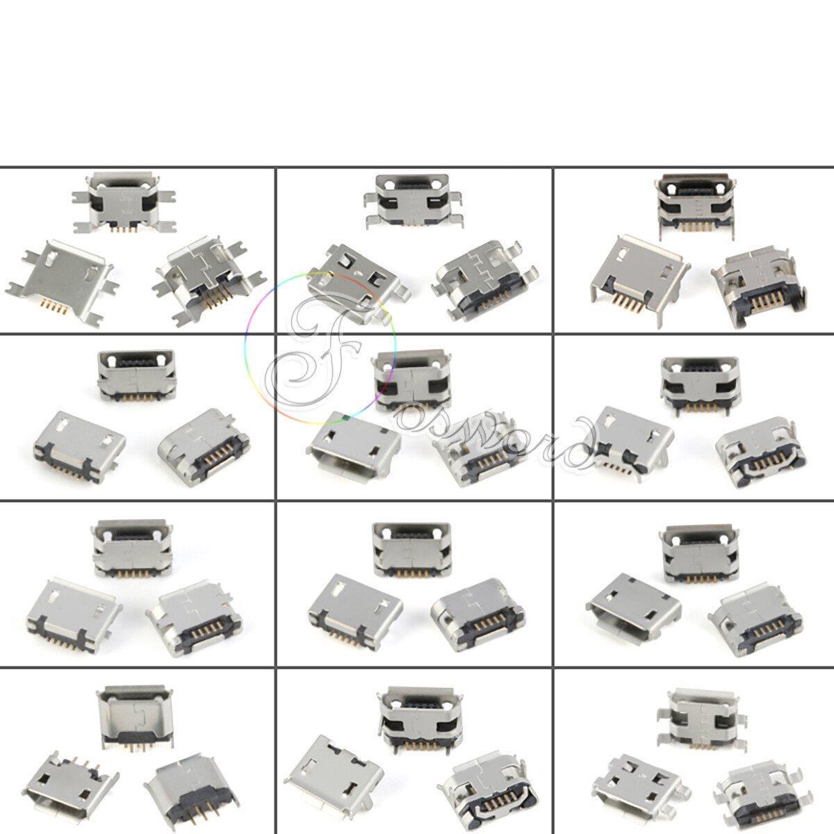 100Pcs USB Tipo B Standard Micro Port Femmina Spina Di Saldatura 5 Pin SMD SMT Jack Connettore Presa - Foto 9