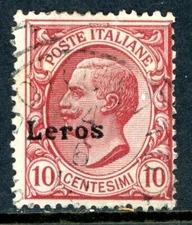 Italy 1912 Offices in Leros 10¢ Claret Scott #3 VFU R259