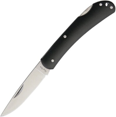 Rough Rider 4'' Lockback Pocket Knife w/ Black Aluminum Handles - NEW