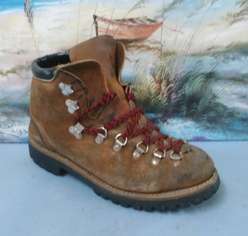 Mens Brown Suede Leather Hiking Mountain Lace up Trail Boot Sz 8 D