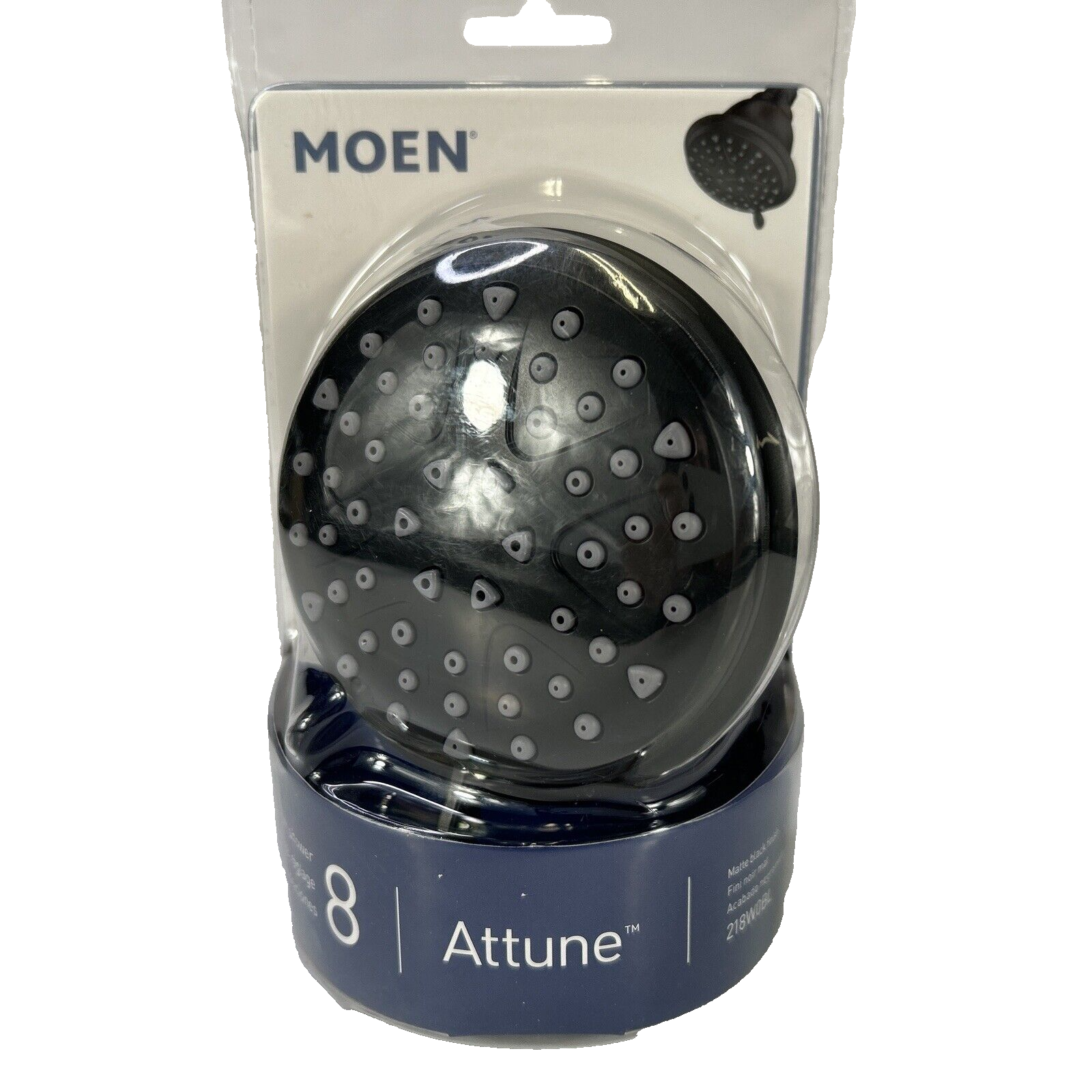 Moen Attune 8-Spray 4-Inch Fixed Shower Head with 8 Settings in Black Wall Mount Design 218W0BL