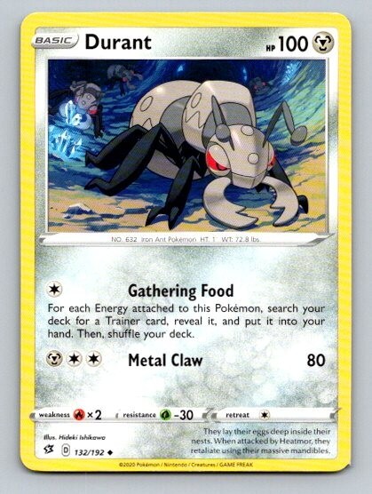 2020 Pokemon Card Rebel Clash Durant 132/192
