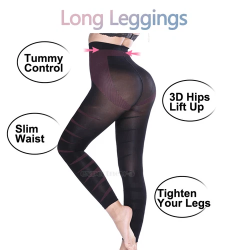 Women's Sculpting Slimming Leggings Tummy Control High Waist Trainer Body Shaper - Picture 4 of 25