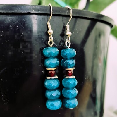 Apatit & Rubin Ohrringe Ohrhänger 925 Sterling Silber Ohrhaken earrings DIY A016