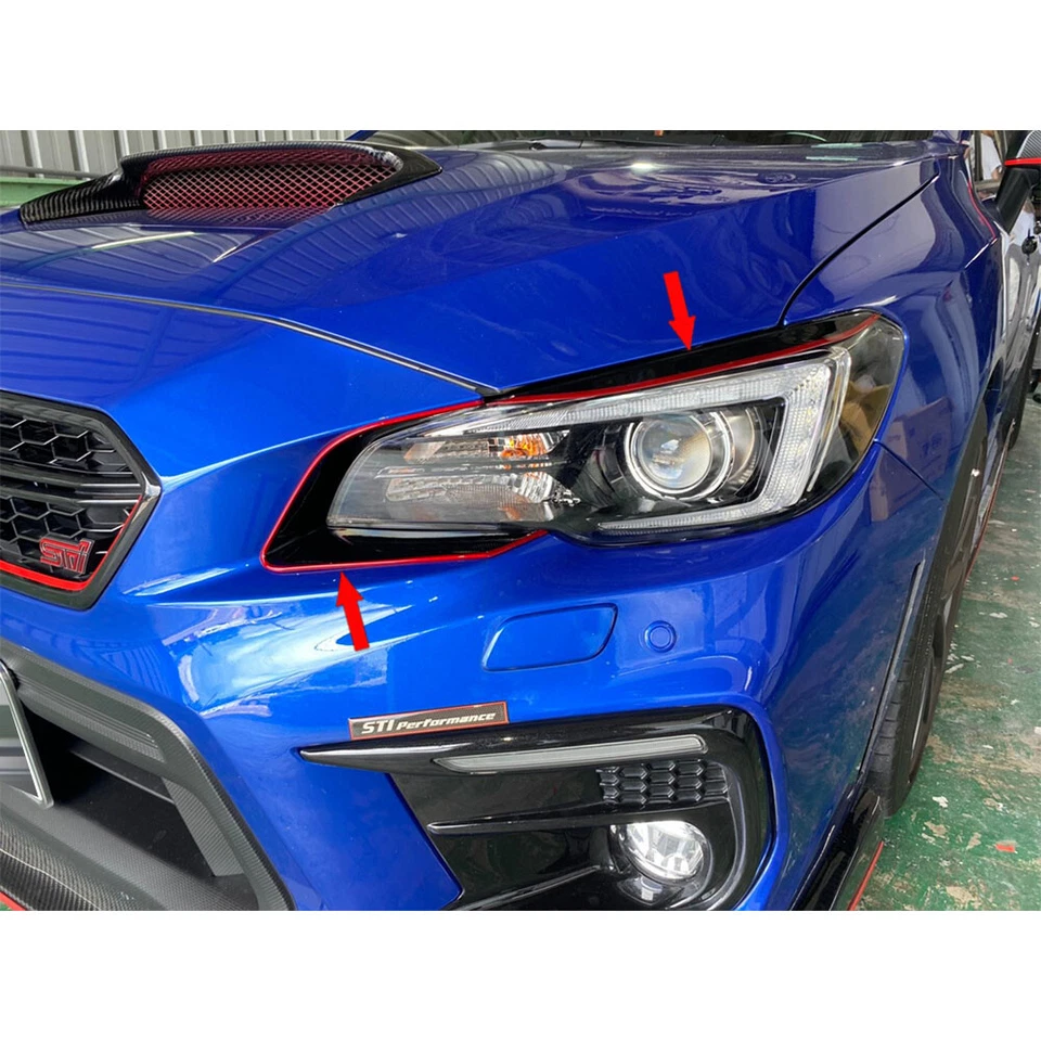 Unpainted For SUBARU WRX STI 4th Front Headlight Eye Trim Cover + Eyebrows 15-17 Foto 3 de 4