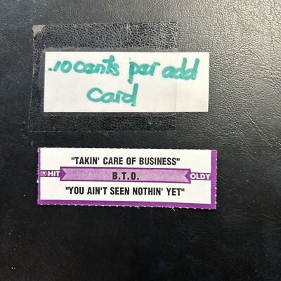1 JUKEBOX TITLE STRIP B T O Bto you ain't seen nothing yet Takin Care of busines