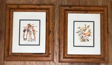 2 Vintage Pro Framed Norman Rockwell Sports Prints w/ Boys Oh Yeah & First Down