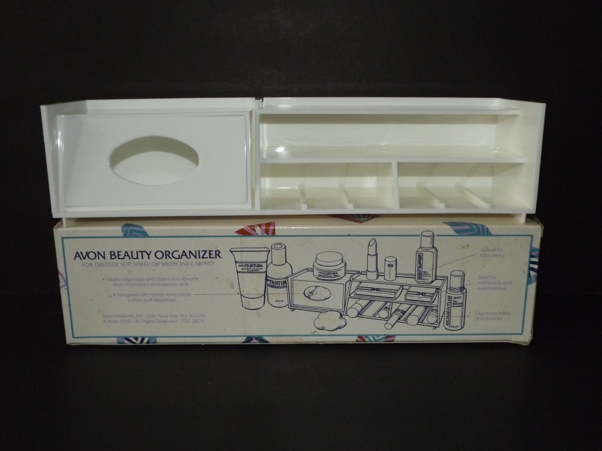 Vintage Avon Beauty Organizer White Plastic 1985 New Old Stock In
