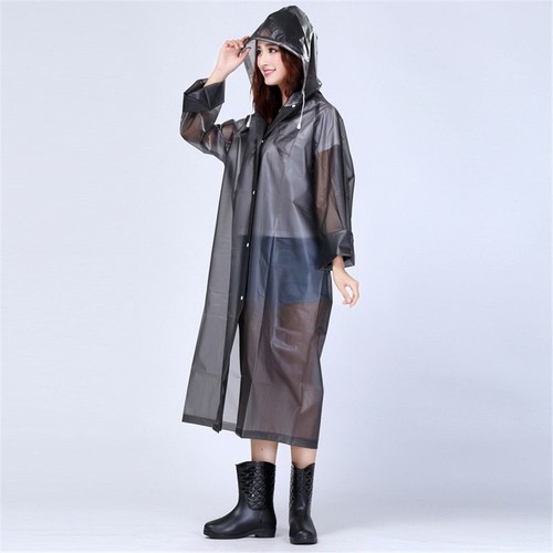 Women Mens Outdoor WaterProof Raincoat Long Sleeve Hooded Cardigan Jacket Coat - Picture 4 of 19