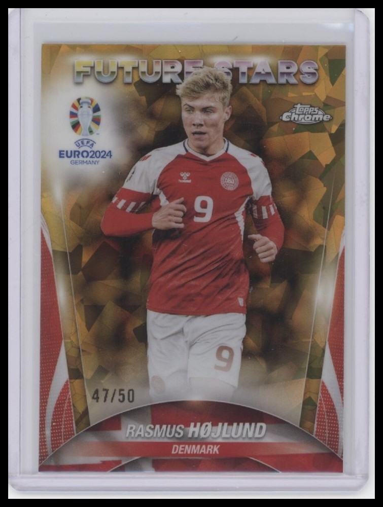 2024 Topps Chrome UEFA Euro Soccer Sapphire Rasmus Hojlund Gold /50