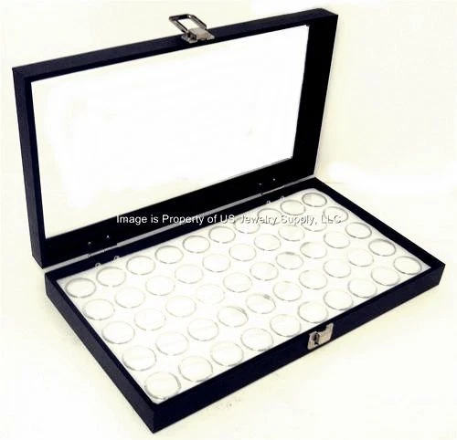 1 Glass Top Lid White 50 Jar Box Case Display Gems Body Jewelry Gold Nuggets