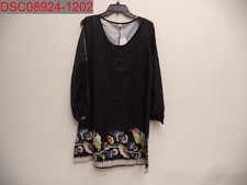 NWT - Women's Black Floral Shirt Dress with Open Sleeves, Size M, 155032
