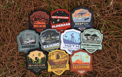 Star Wars National Park Sticker Collection, Set of 10! Hoth, Endor, Tatooine...