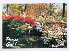 Tulsa Azalea Gardens Woodward Park Photo  Oklahoma Postcard "Praise God" S-1351