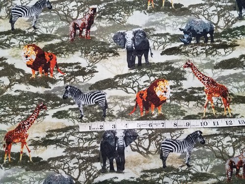 Lot 5 Yards+ Fabric Safari Animals Spots Zebra Stripe Prints Cotton - Picture 2 of 6