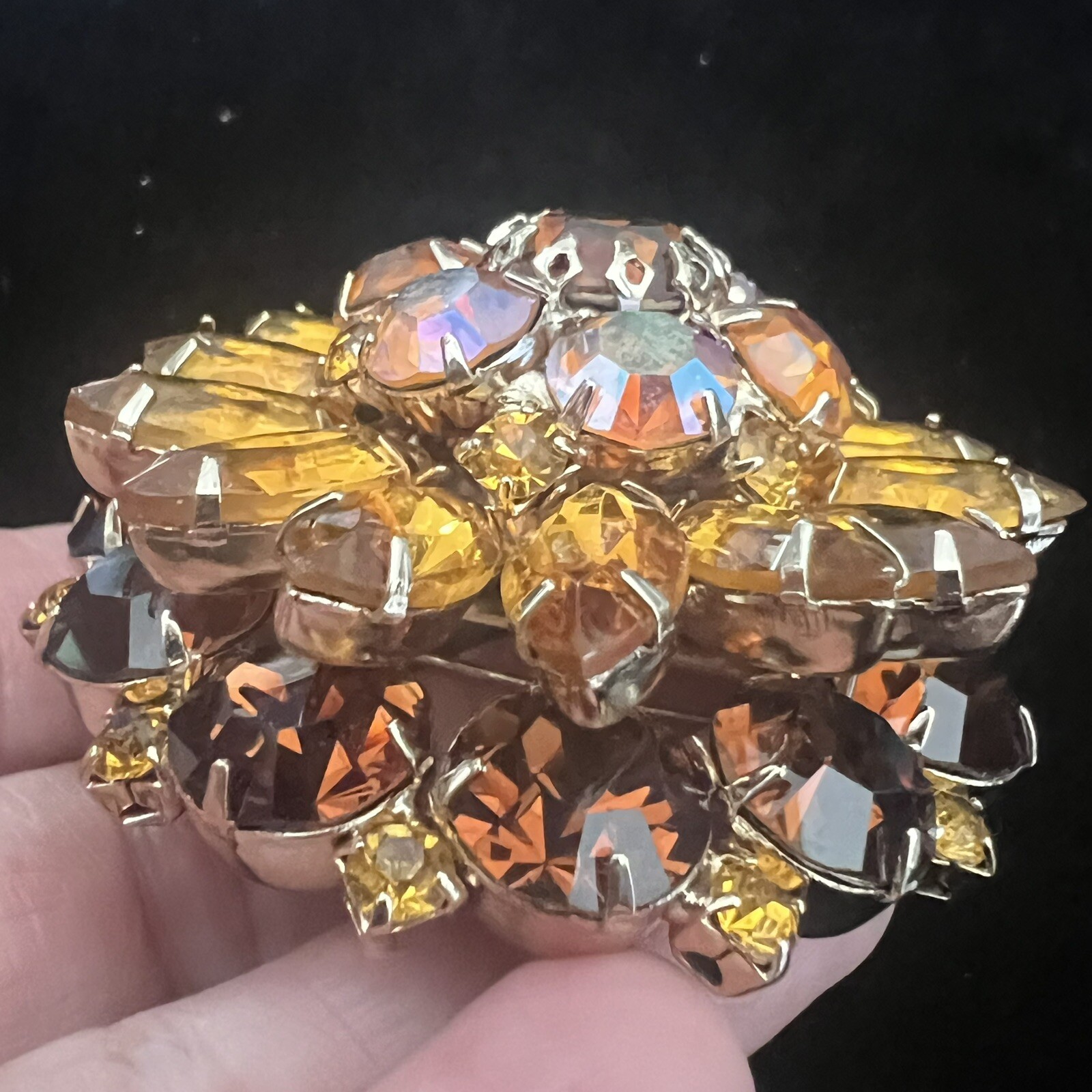 Beautiful Triple Layer Amber Colored Rhinestone B… - image 8