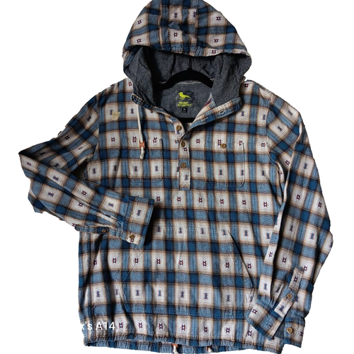 Modern Amusement Mens Size Medium Blue Hooded Long Sleeve Flannel