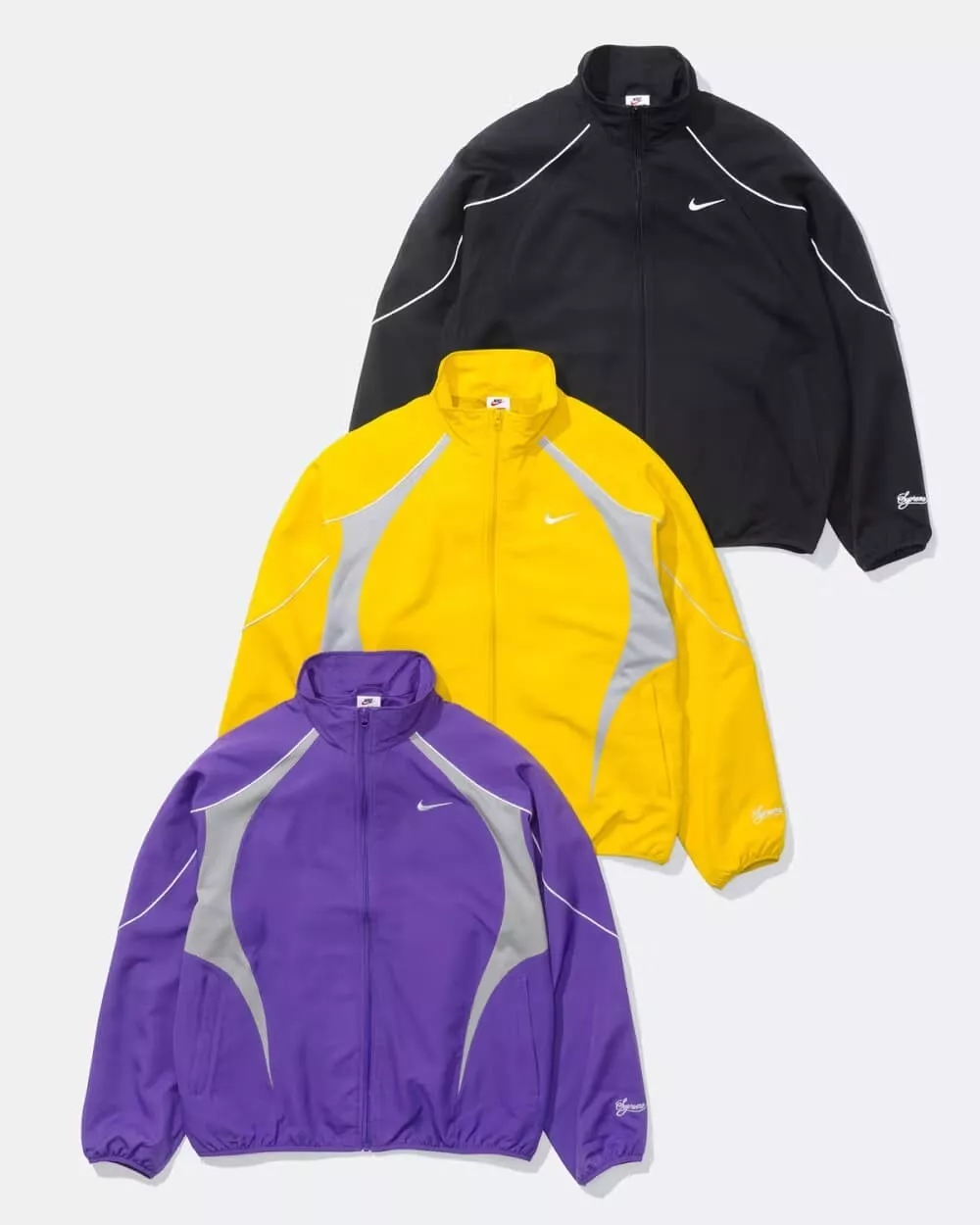 Veste de survêtement Supreme x Nike Nike noir jaune violet 25SS Week4 authentique Japon