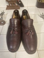 VINTAGE MADE IN USA OXBLOOD BROWN LEATHER SLIP-ON TASSELED LOAFERS 8 M