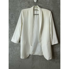 Rinascimento Italy White Open Front 3/4 Sleeve Blazer Medium