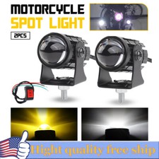 2x Led Motorcycle Spot Lights Headlight Driving Fog Auxiliary Lamp Yellow White