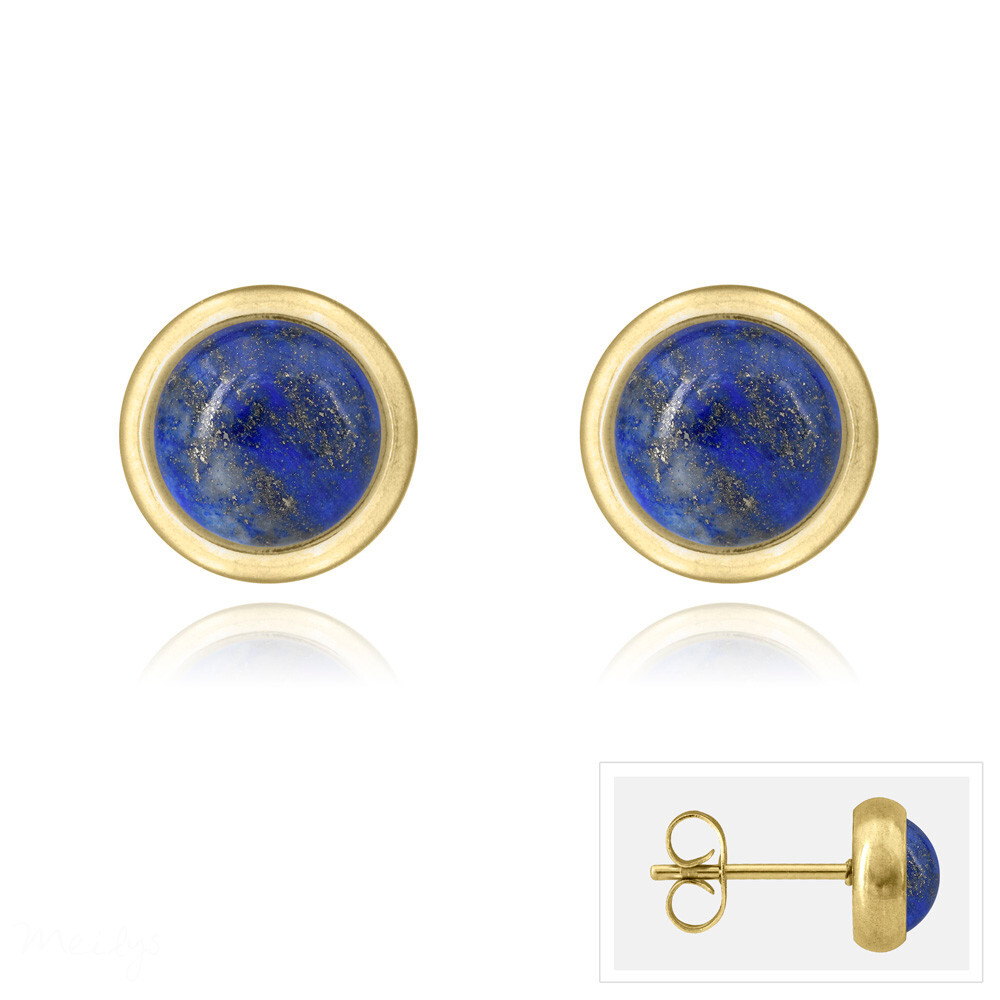 Boucles d'oreilles puces lapis lazuli acier dore pour un cadeau d'anniversaire