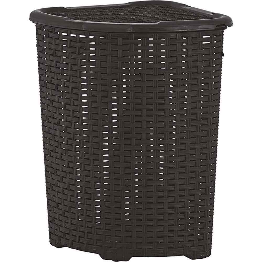 50 l Wicker Corner Hamper, Dark Brown