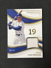 Juan Gonzalez 2023 Panini Immaculate Collection Game Used Jersey 18/19 Rangers
