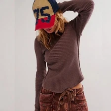 NEW Free People We The Free Roll With It Thermal Top, Size XS