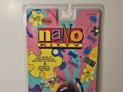 Brand New 1997 Playmates Purple Nano Kitty Virtual Pet Key Chain
