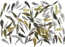 Assorted Angel Wings Feathers Punk Charm Pendant Connector for DIY Jewelry Makin