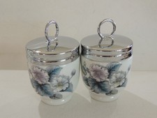 2 ROYAL WORCESTER FLORAL DECO PORCELAIN EGG CODDLERS
