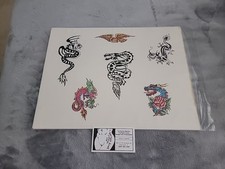 Vintage Hand drawn Flash Art Sheet 11"x14" from Tattoo Blue Macomb IL DRAGONS