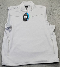 Greg Norman Golf Gilet Uomo L Grigio Maglia Prestazioni Tecniche Protezione UV Zip Up