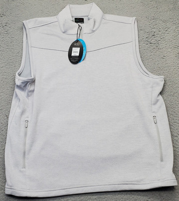 Greg Norman Golf Vest Men L Gray Mesh Technical Performance UV Protection Zip Up