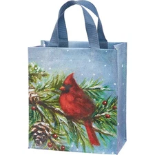 Primitives by Kathy Daily Tote - Winter Christmas Cardinal on Pine Branch