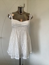 Solid Colour Lace Ruffle Hem Mini Dress Size M (UK 10-12) Brand New