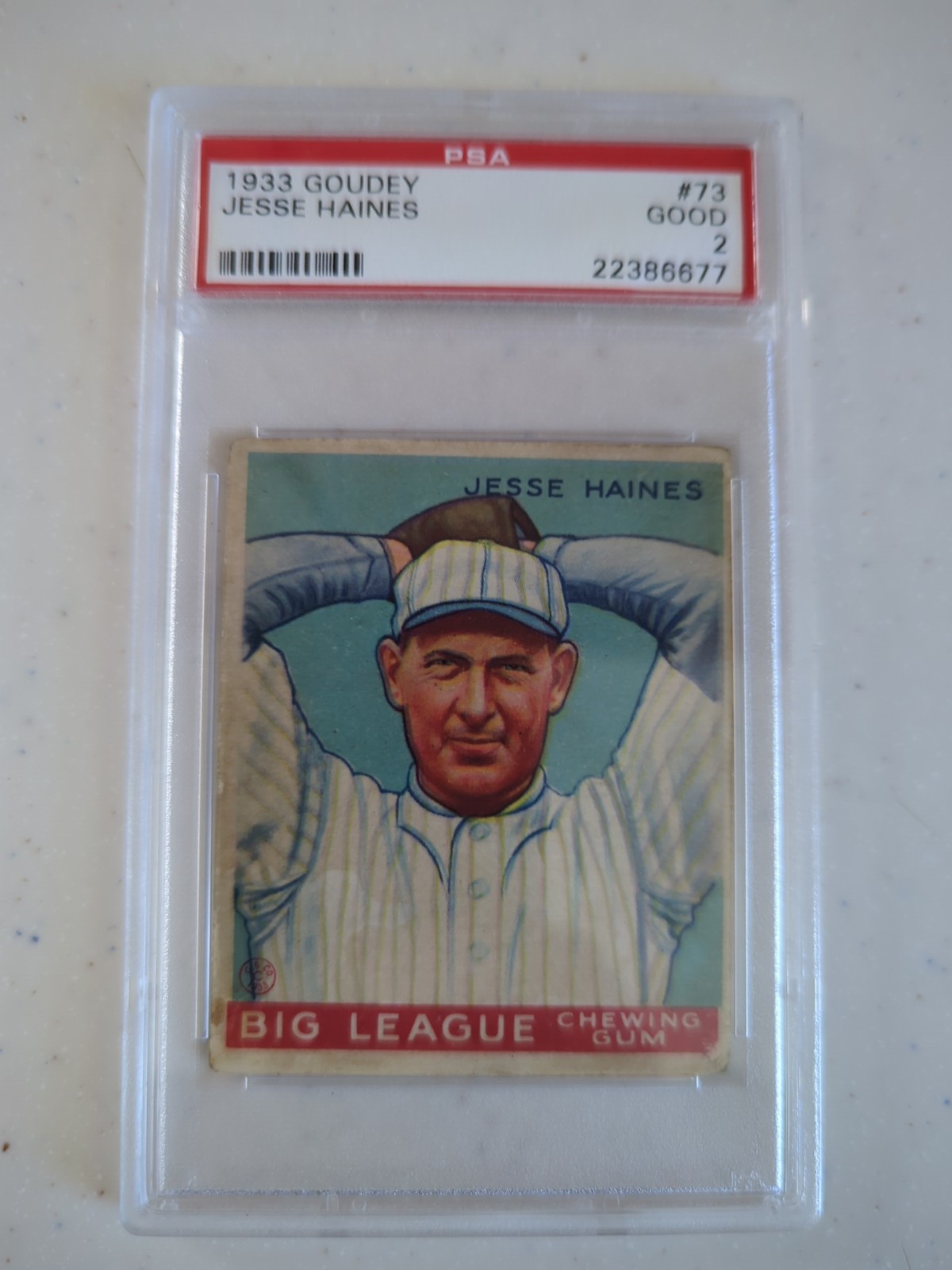 1933 Goudey Jesse Haines PSA 2 Good