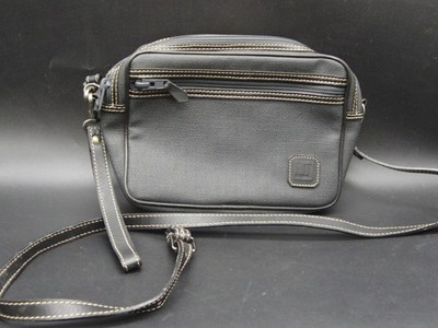 Dunhill Umhängetasche schwarz Canvas & Leder mit verstellbaren Riemen B896