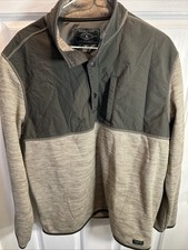 G.H. Bass  Co Men  s XL Green Brown 1/4 Button Pullover Fleece Lined Workwear EU