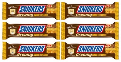 6 SNICKERS CREAMY SMOOTH PEANUT Flavor Chocolate Bars 36.5g 1.28oz