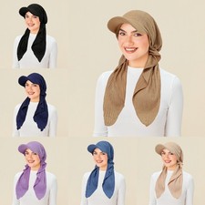 Muslim Women Hijab Hat Visor Brim Head Cover Islamic Bonnet Cap Outdoor Headwear