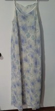 Valerie Stevens Blue Floral Double Layer Slip Dress Nightgown Size M