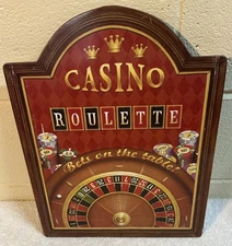 TIN Metal Sign Casino Roulette Decor Wall Art 12”x16” Home game room or bar