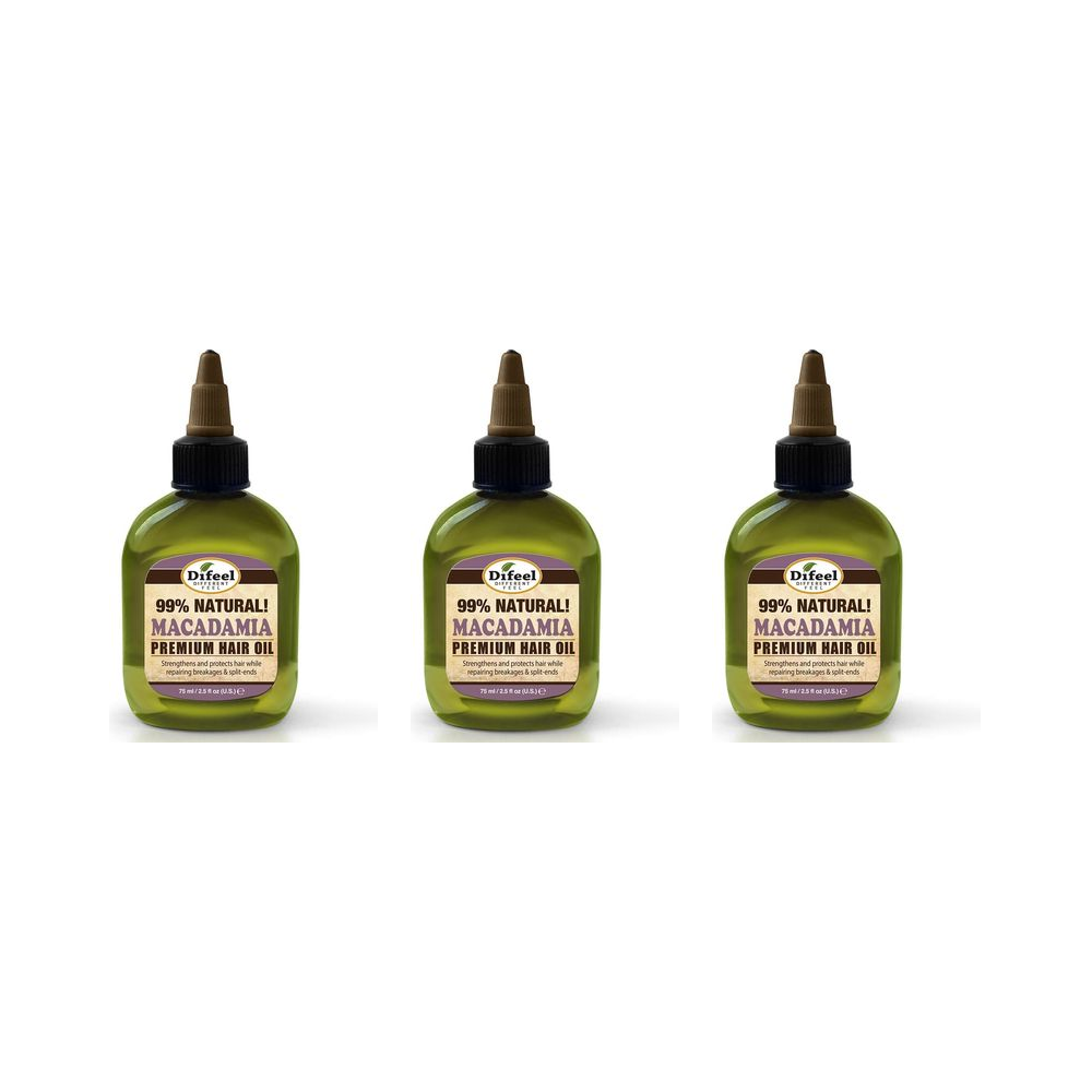 Difeel Premium Natural Macadamia Hair Oil 75 ml - Pack of 3