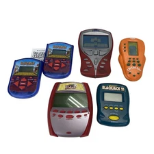 Electronic Handheld Game Lot Radica Hangman Tic Tac Toe Blackjack 21 Poker